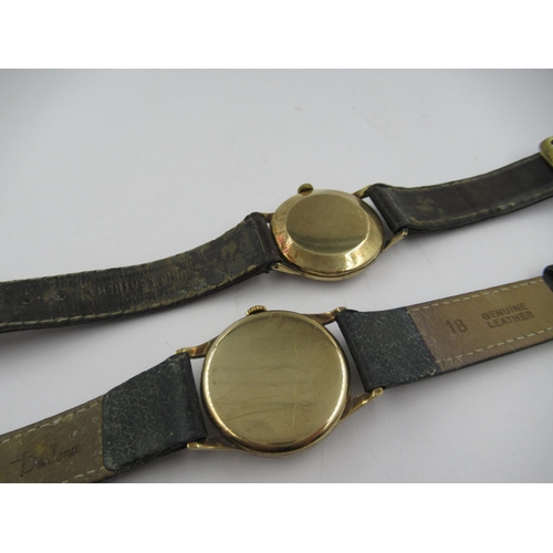 1376 - Gentleman's 9ct gold cased Record wristwatch, together with a similar Rotary wristwatch (both curren... 