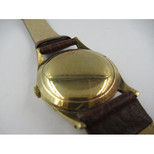 1379 - Gentleman's 9ct gold cased Omega wristwatch, the champagne dial with Arabic numerals and sweep secon... 