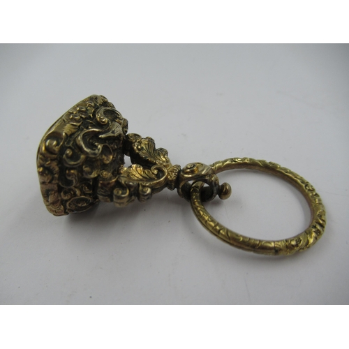 1381 - 19th Century gold plated fob seal with cornelian insert