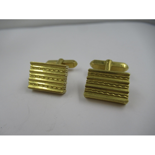 1383 - Pair of Cartier 18ct gold vintage cufflinks of rectangular form