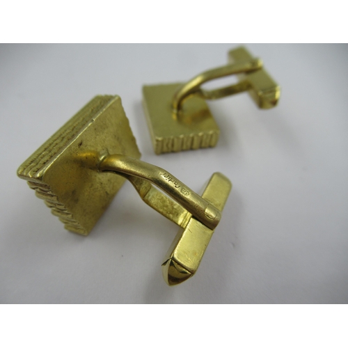 1383 - Pair of Cartier 18ct gold vintage cufflinks of rectangular form