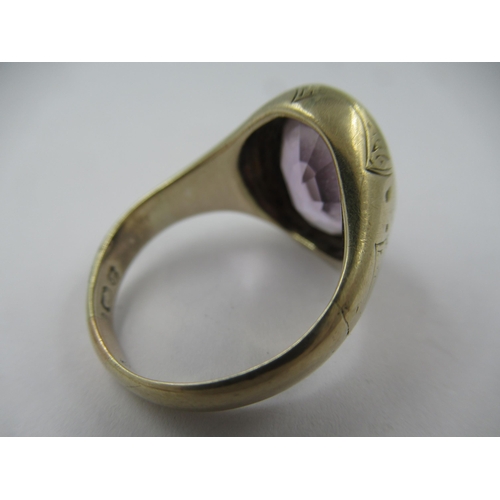 1415 - 19th Century 9ct yellow gold mounted amethyst signet ring, size 'M'