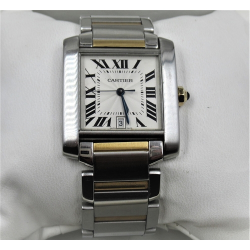 1433 - Cartier bi-metal Tank Francaise wristwatch, the square dial with Roman numerals and date aperture, o... 