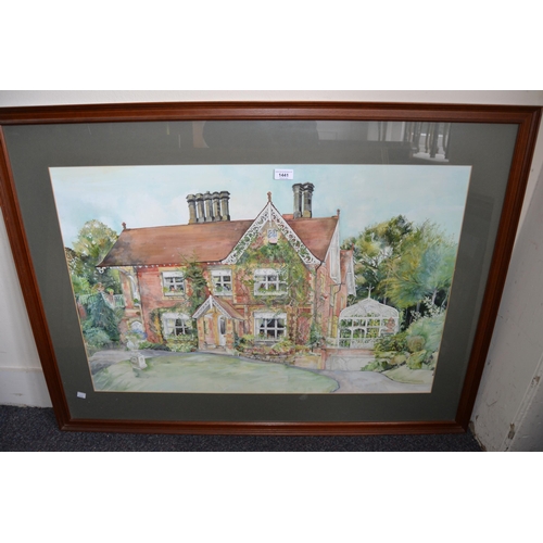 1441 - R. Jeanneret, watercolour, view of a Victorian country house (Romanoff Lodge, Tunbridge Wells), sign... 