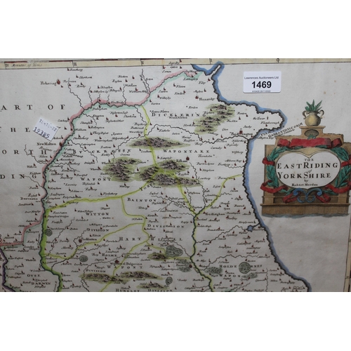 1469 - Robert Morden, hand coloured map of East Riding of Yorkshire