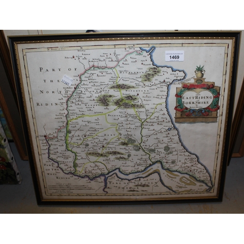 1469 - Robert Morden, hand coloured map of East Riding of Yorkshire