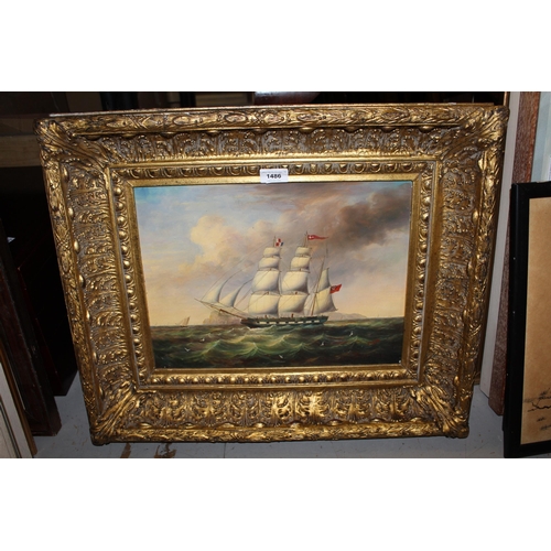 1486 - 20th Century oil on panel three masted sailing ship of a rocky coast, signed Webb, 11ins x 15ins, gi... 