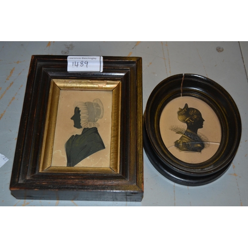 1489 - Three various 19th Century silhouette portraits in frames