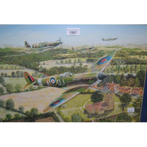 1507 - Limited Edition print, ' Spitfires of Chevening ', No.3 of 500, signed by the artist Andrew Redden, ... 