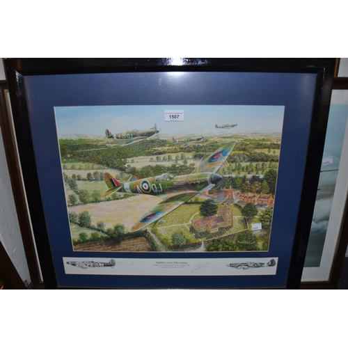 1507 - Limited Edition print, ' Spitfires of Chevening ', No.3 of 500, signed by the artist Andrew Redden, ... 