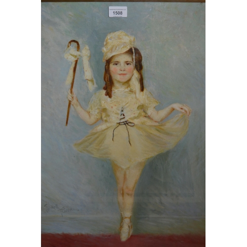 1508 - Thirkell Pearce, oil on canvas, young girl in a ballet dress, signed and framed, 29ins x 23ins