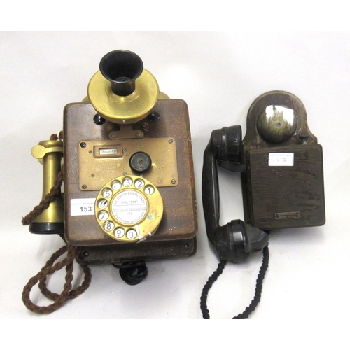 153 - Wooden wall phone, the original box based on GPO121, circa 1915 and an Ericsson wooden wall mounted ... 