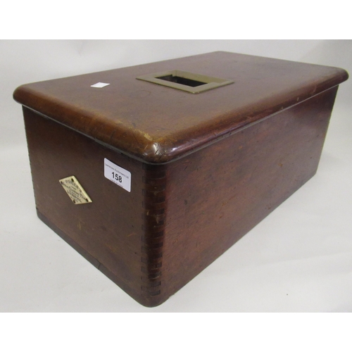 158 - Late 19th / early 20th Century mahogany and brass mounted cash till by O' Brien's of Liverpool