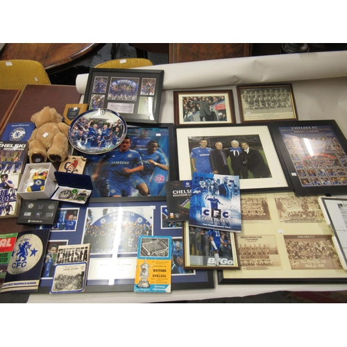 162 - Small quantity of various Chelsea Football Club ephemera, including bear, plaque, books etc.