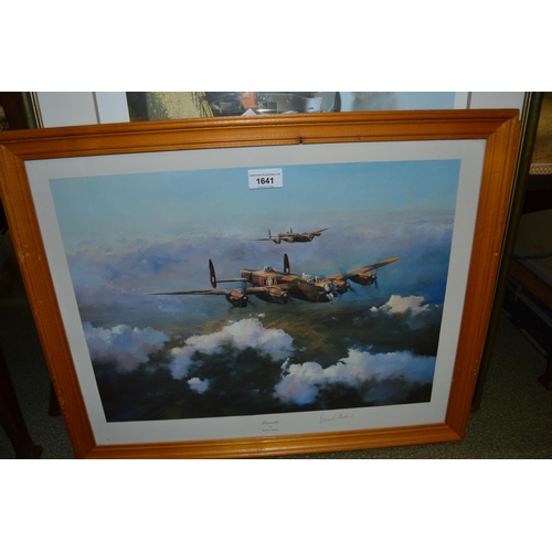 1641 - Robert Taylor, two coloured aviation prints, a Lancaster signed by Leonard Cheshire and a Spitfire s... 