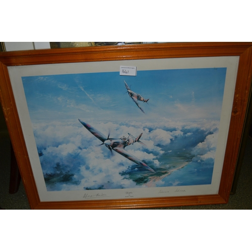 1641 - Robert Taylor, two coloured aviation prints, a Lancaster signed by Leonard Cheshire and a Spitfire s... 