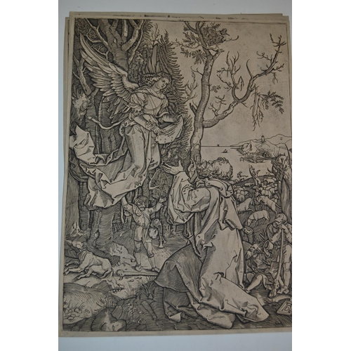 1736 - Seven unframed 19th Century Albert Durer prints and a collection of antique engravings and etchings ... 