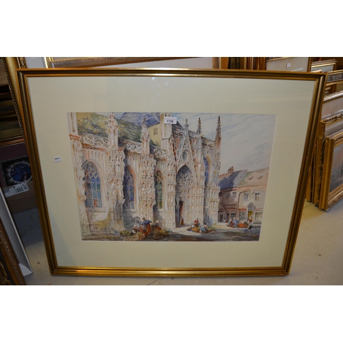 1738 - A.F Affleck, watercolour St Ouen Paris, signed 18ins x 25ins, gilt framed