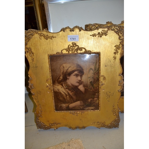 1741 - Pair of late 19th / early 20th Century gilt framed cristoleum pictures, portraits, 16.5ins x 14ins o... 