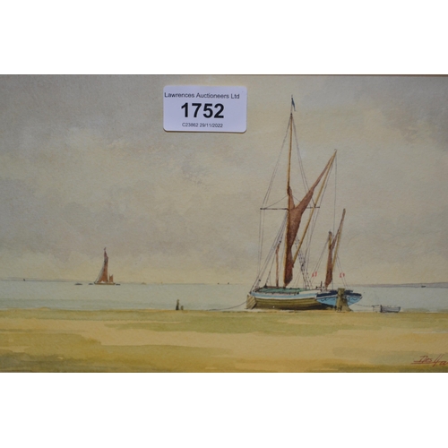 1752 - Des Harradiene, pair of watercolours, coastal scenes, signed, 6ins x 14.5ins, gilt framed