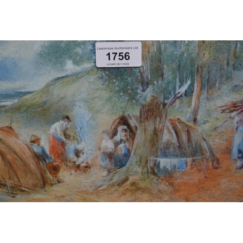 1756 - H. Roberts, pair of early 20th Century watercolours, gypsy encampments, signed and dated 1908, 6ins ... 