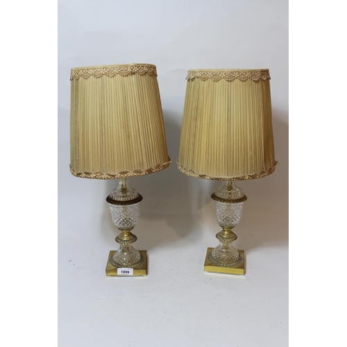 1899 - Pair of cut glass and gilt metal mounted table lamps