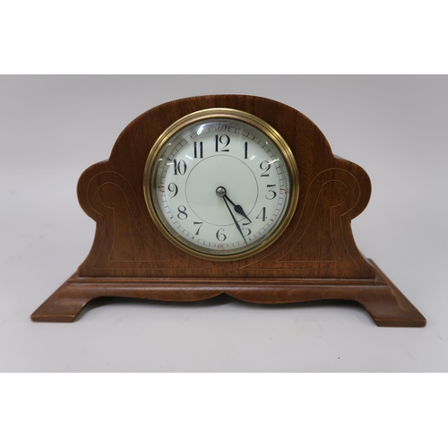 1923 - Edwardian mahogany and inlaid dome shaped mantel clock