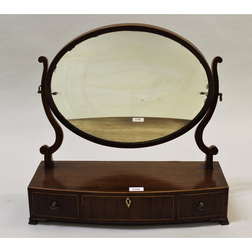 2308 - George III mahogany and boxwood line inlaid three drawer box toilet mirror