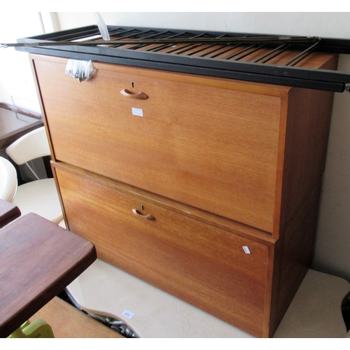 2315D - Mid 20th Century teak Ladderax by Staples system with two drop-front units, 35ins wide