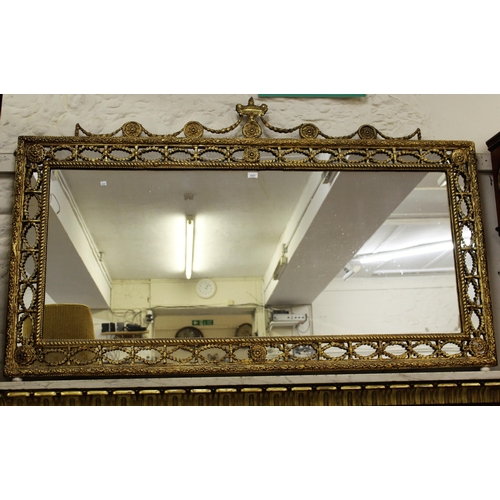 2327 - Large reproduction rectangular gilt composition wall mirror with urn and swag surmount, 72ins x 45.5... 