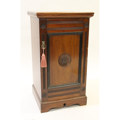 2380 - Walnut single door bedside cabinet, 16.5ins wide, together with a small Victorian walnut and marquet... 