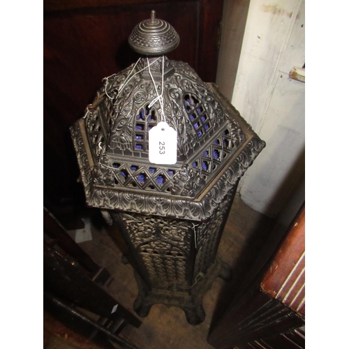 253 - Late 19th / early 20th Century cast iron cathedral heater with side carrying handles, (cover at faul... 