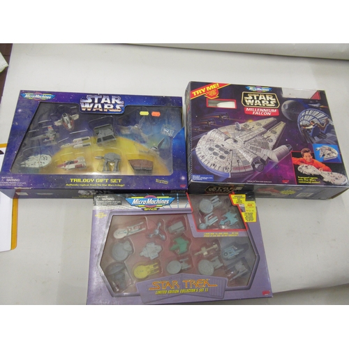 404 - Micro Machines Star Wars Millennium Falcon in original box, together with two other similar boxed St... 