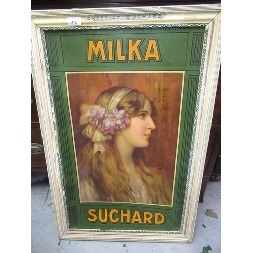 472 - Milka Suchard, advertising sign, portrait of a girl in original lacquered frame, 33ins x 22ins