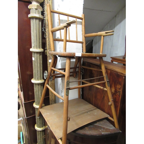 480 - Early 20th Century doll's cane work pram, a similar metamorphic high chair, pair of armchairs, foldi... 