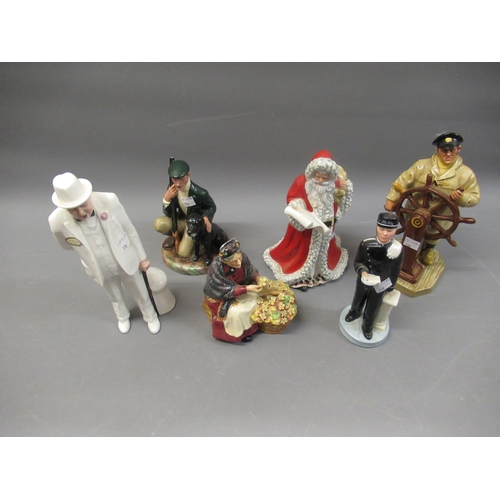 770 - Royal Doulton figurine, 'Primroses' HN1617 and five other Doulton figures 'Sir Winston Churchill', '... 