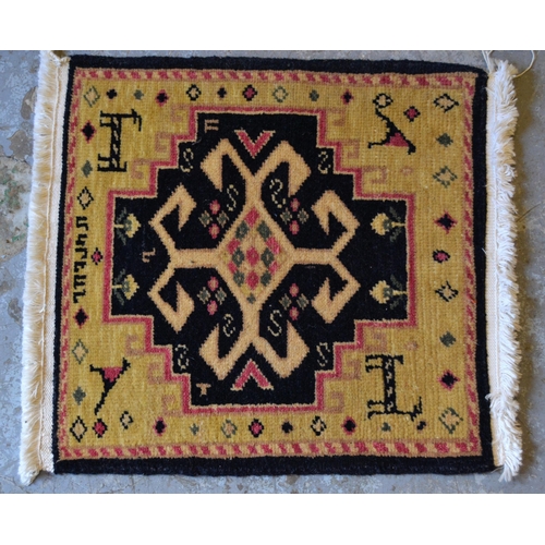 84 - Small Pakistan mat of Turkoman design, together with another similar, smaller