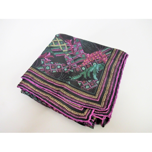 88 - Large Hermes silk scarf / shawl, ' Sous L' Egide de Mars ', 126cm square, with a Hermes box together... 