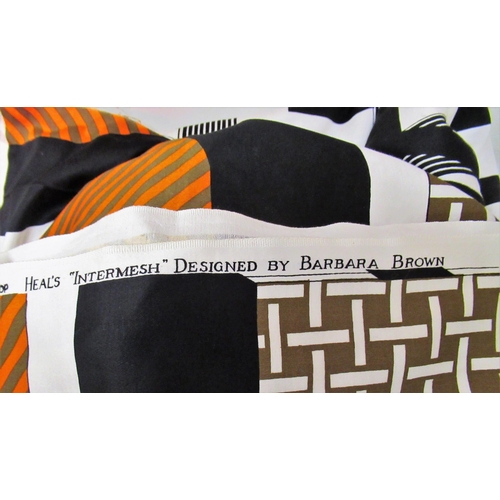 92 - Heals ' Intermesh ' designed by Barbara Brown, roll of woven and printed fabric in black, orange and... 