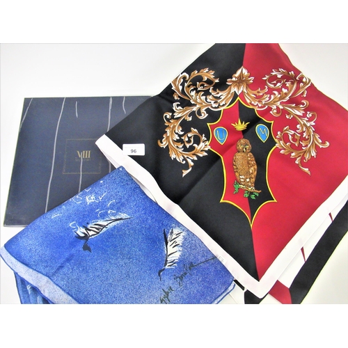 96 - Mantero VIII scarf in original box, together with an unboxed blue silk handpainted scarf