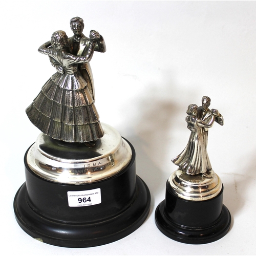 964 - Two silver plated dancing trophies