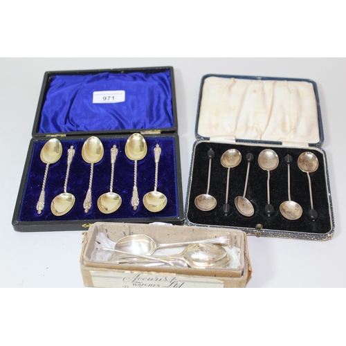 Cased set of six Birmingham silver apostle handled coffee spoons ...