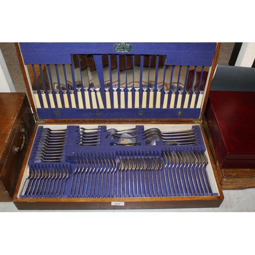 993 - Elkington and Company oak cased twelve place setting canteen of Old English pattern plated cutlery