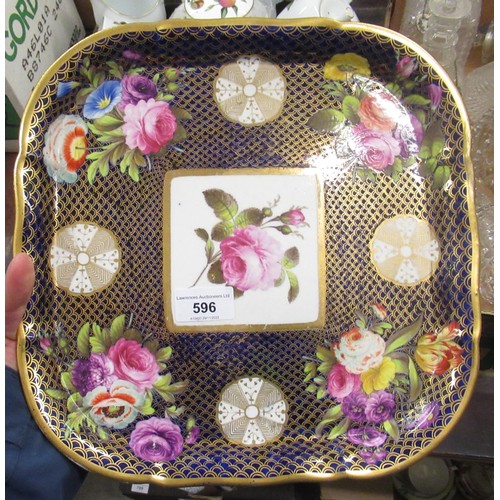 596 - 19th Century Spode tray, painted with floral bouquets