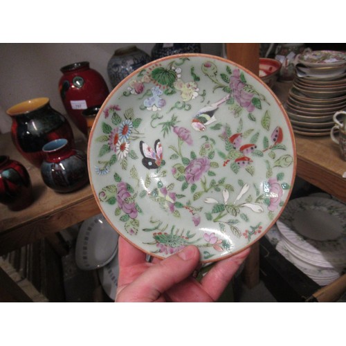 725 - 19th Century Canton eleven piece dessert service, decorated with polychrome birds and flowers on a c... 