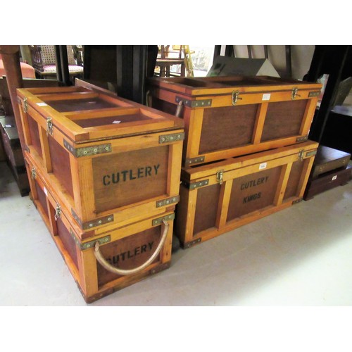 1034 - Four wooden crates containing a large collection of various silver plated cutlery