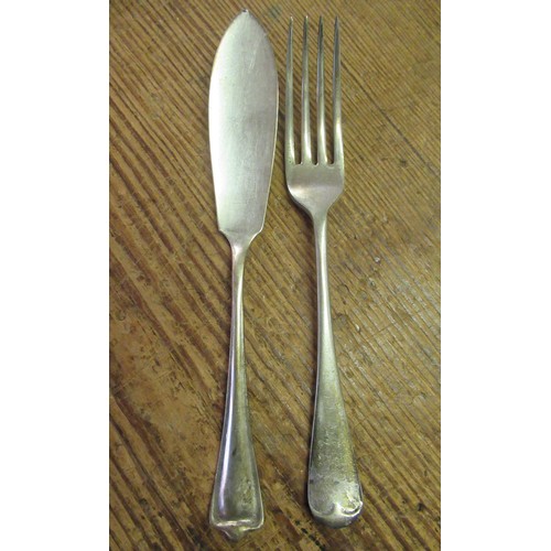 1058A - Oak cased Old English pattern silver plated twelve place setting canteen of cutlery