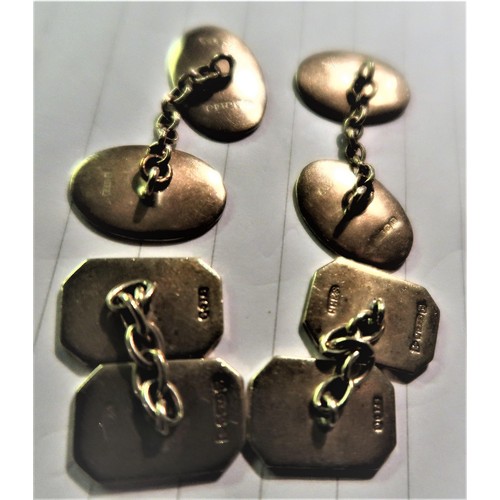 1375 - Two pairs of 9ct gold cufflinks, 18g