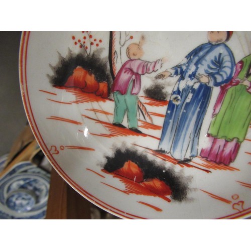 850 - Quantity of various Chinese tea bowls, painted with figures and a similar saucer