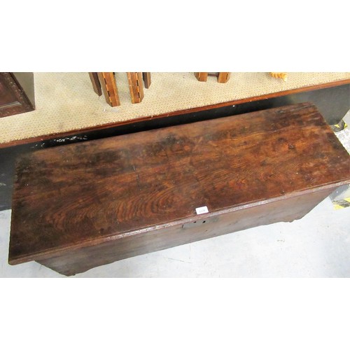 2338 - 17th Century oak plank coffer with hinged cover, 48.5ins x 15.5ins x 21ins high